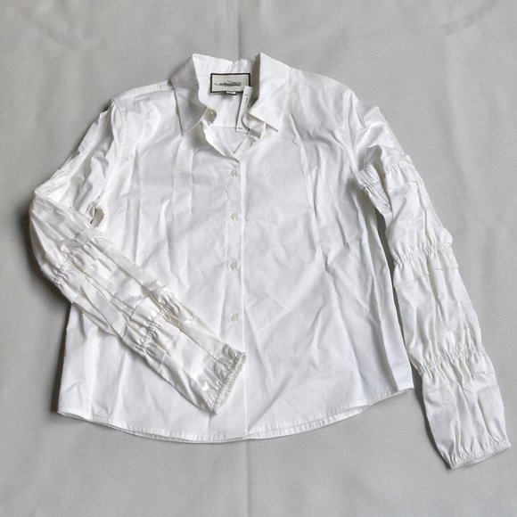 NWT$295 Alexis Ruffled Long Sleeve Button Up Shirt Poplin Cotton Blouse Top Sz S - Picture 11 of 12